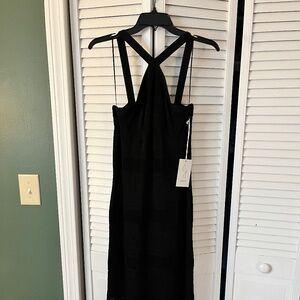 NWT Joie Black Crochet Halter Dress